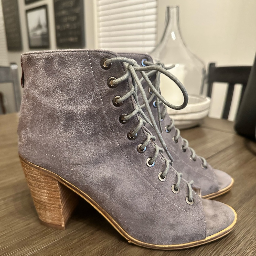 Catherine Maladrino Gray Suede Lace-Up Ankle Boots